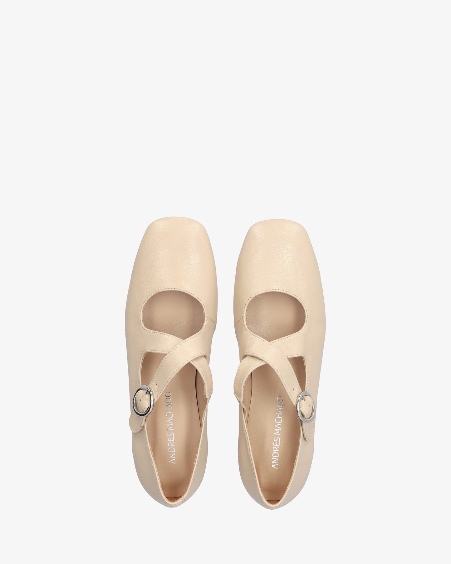Ivory leather flat ballerina flat