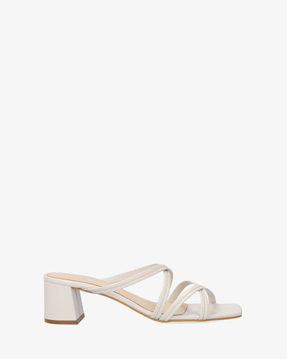 Grey leather heeled sandal