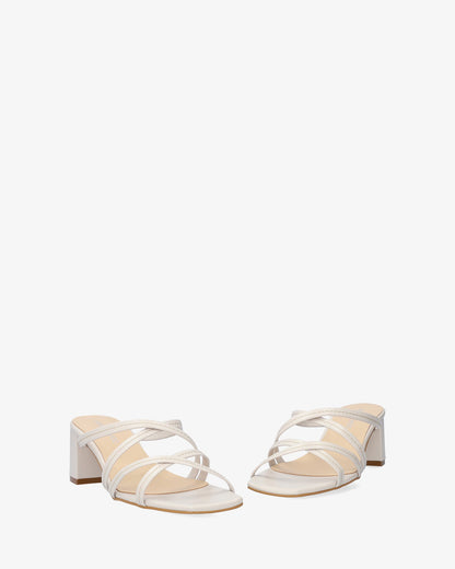 Grey leather heeled sandal