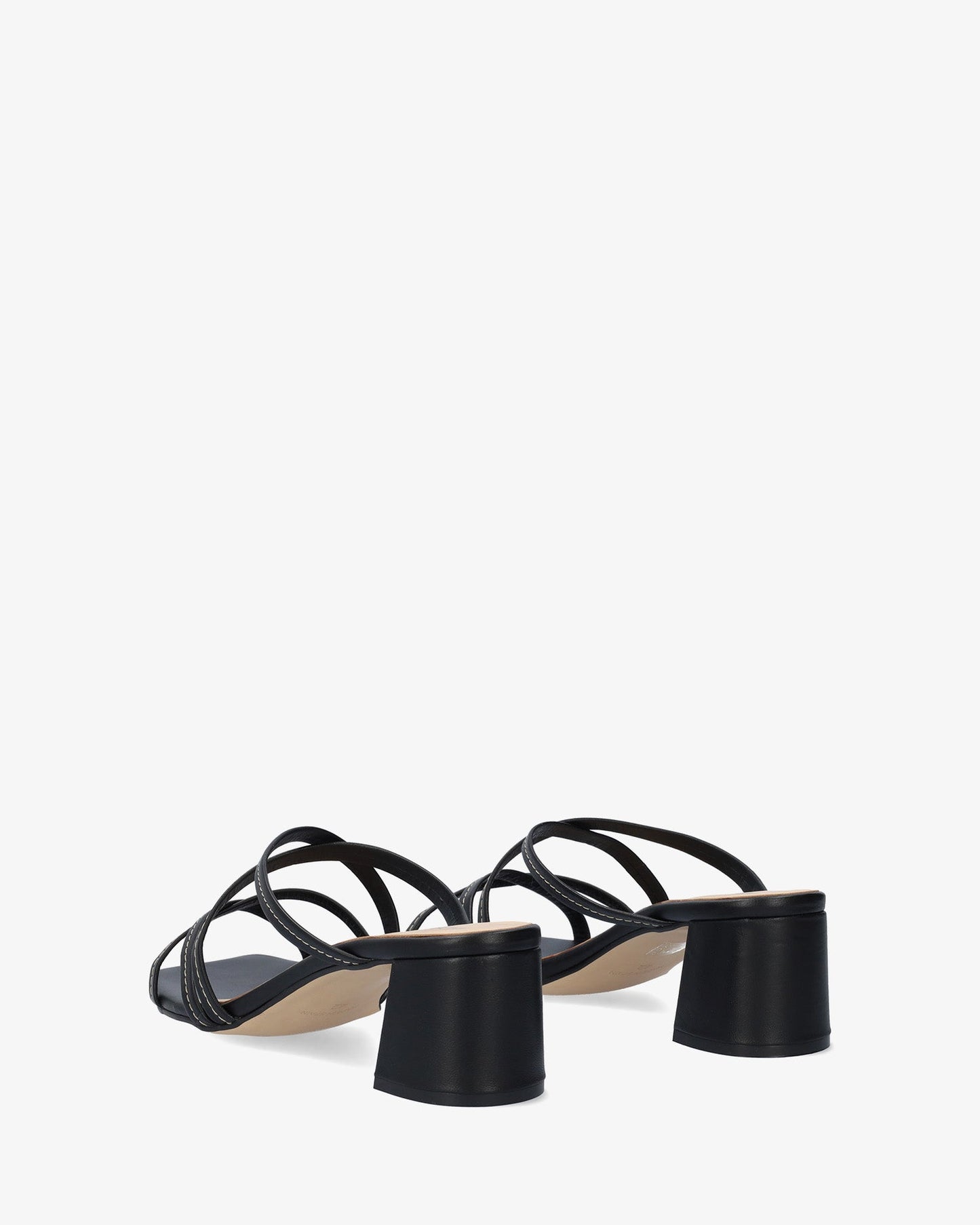 Black leather heeled sandal