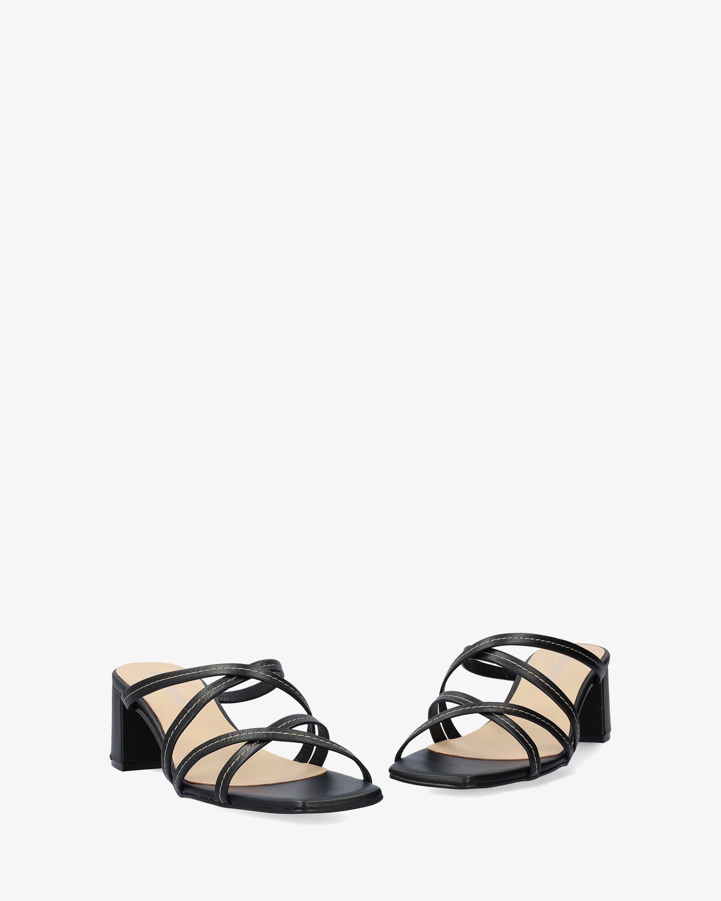 Black leather heeled sandal
