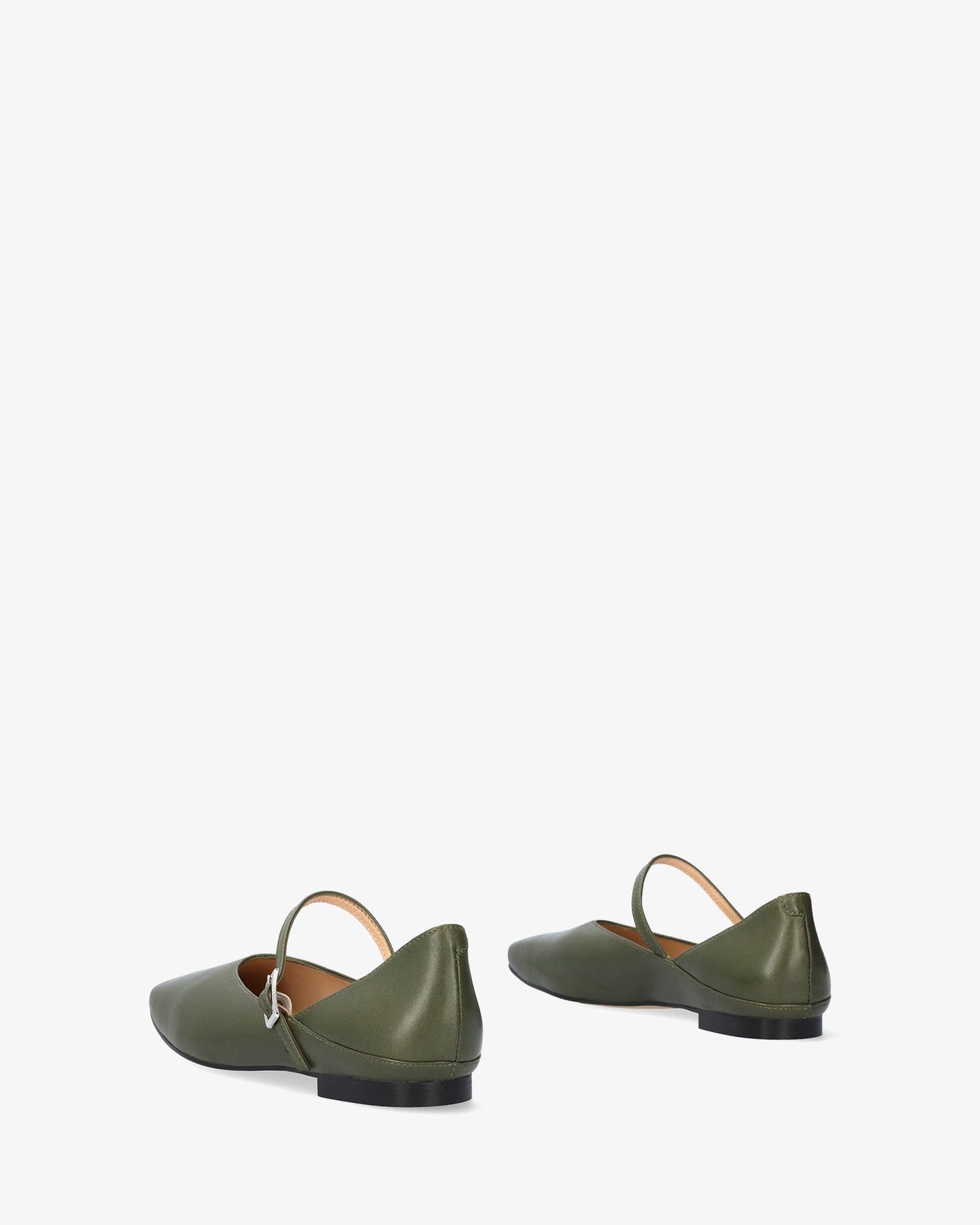 Khaki leather ballerina