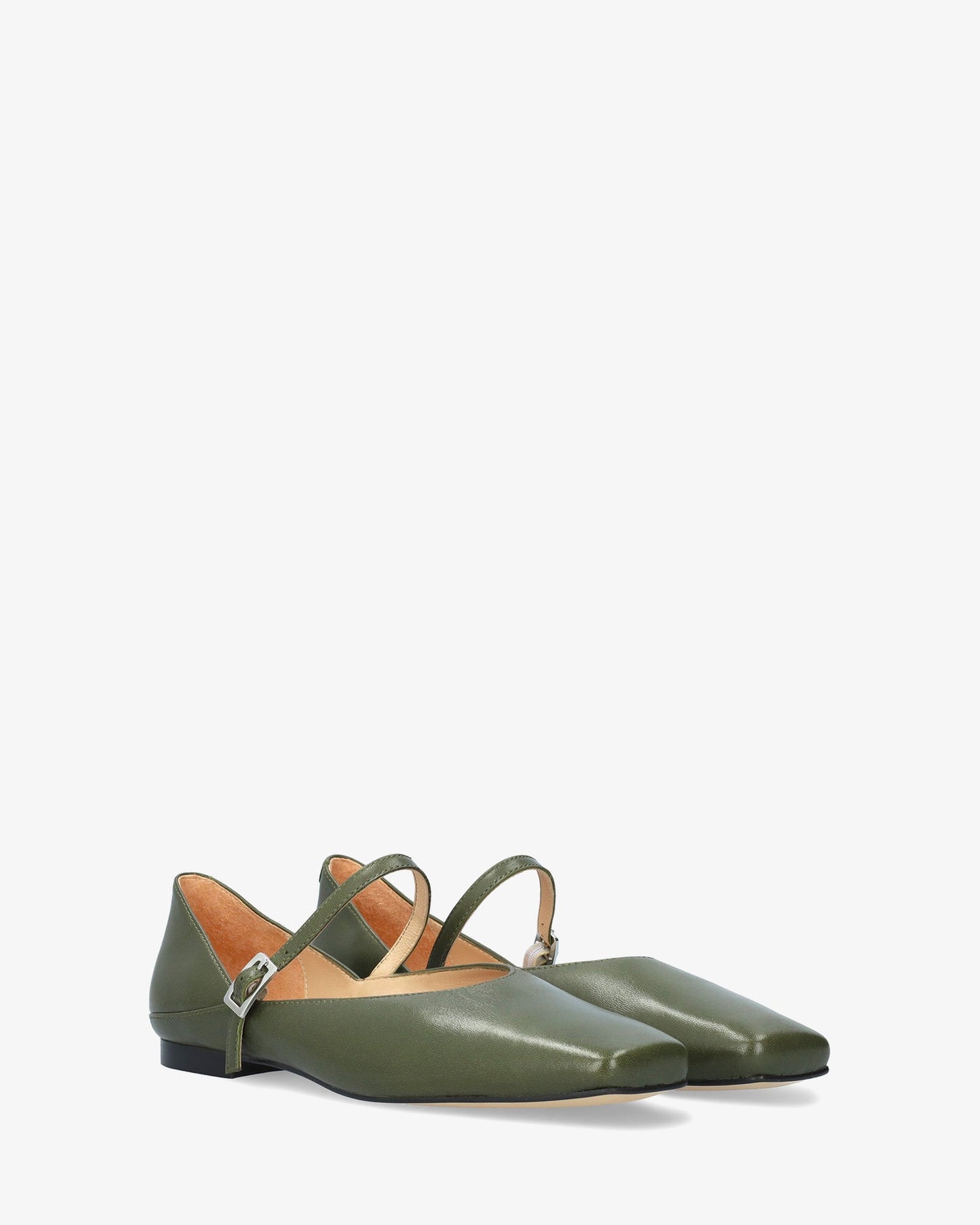 Khaki leather ballerina