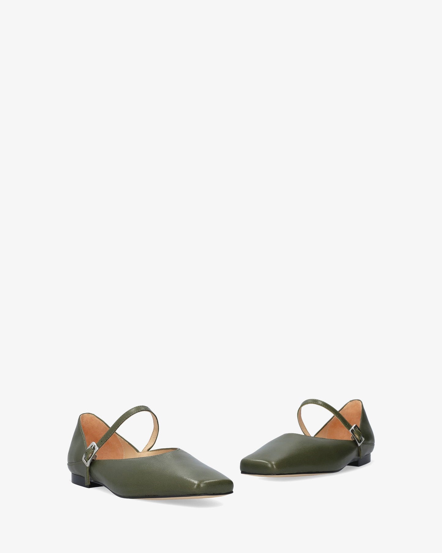 Khaki leather ballerina