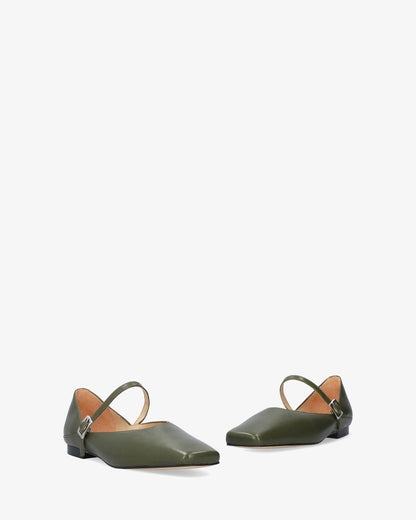 Khaki leather ballerina