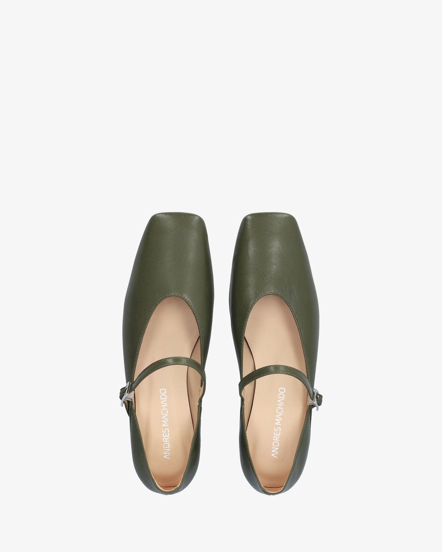 Khaki leather ballerina
