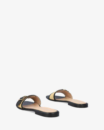 Sandalia plana en piel negro