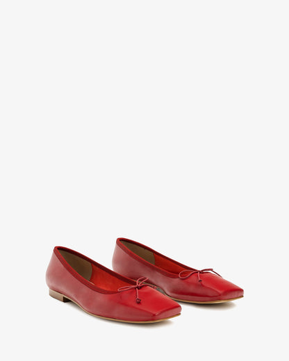 Bailarina plana en piel de color rojo