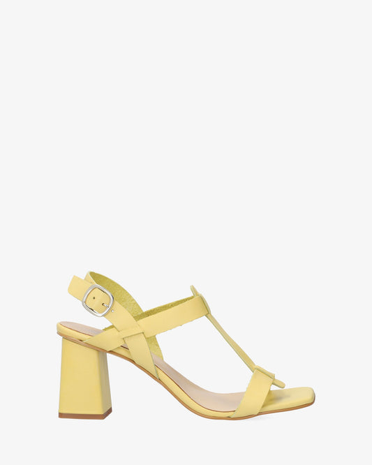 Yellow leather heeled sandal