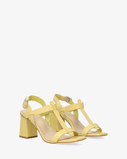 Yellow leather heeled sandal
