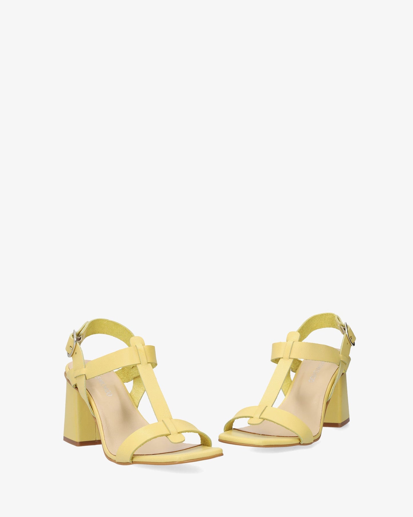 Yellow leather heeled sandal