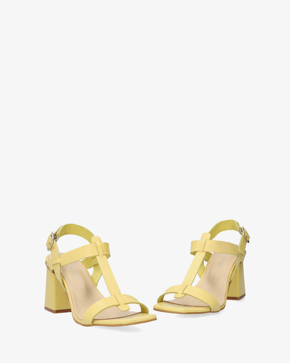 Yellow leather heeled sandal