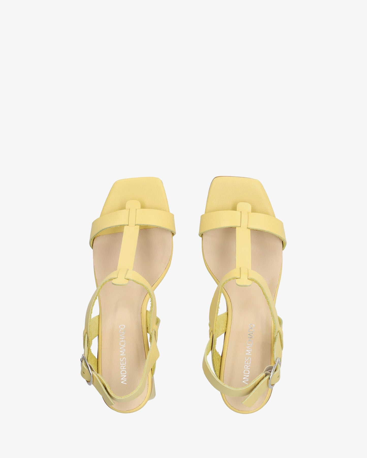 Yellow leather heeled sandal