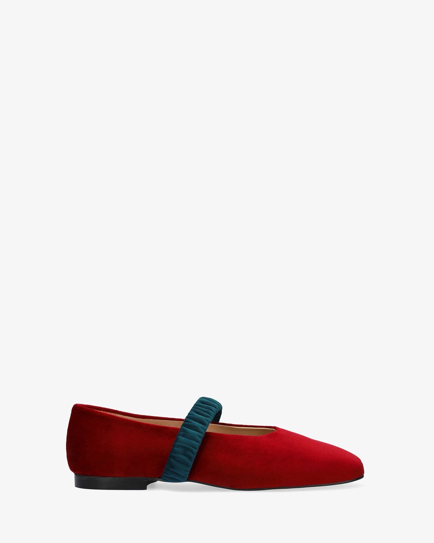 Burgundy velvet ballerina flat
