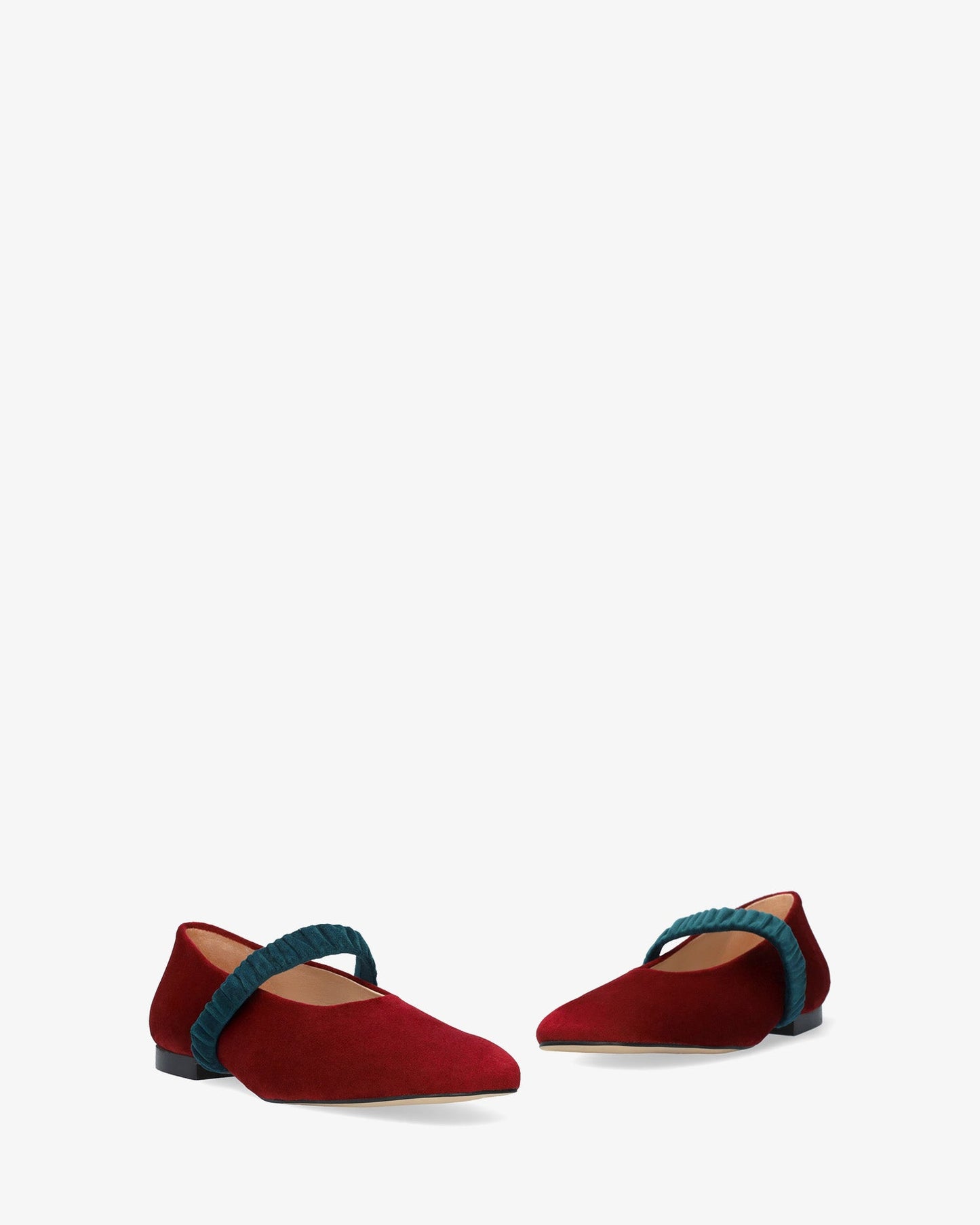 Burgundy velvet ballerina flat