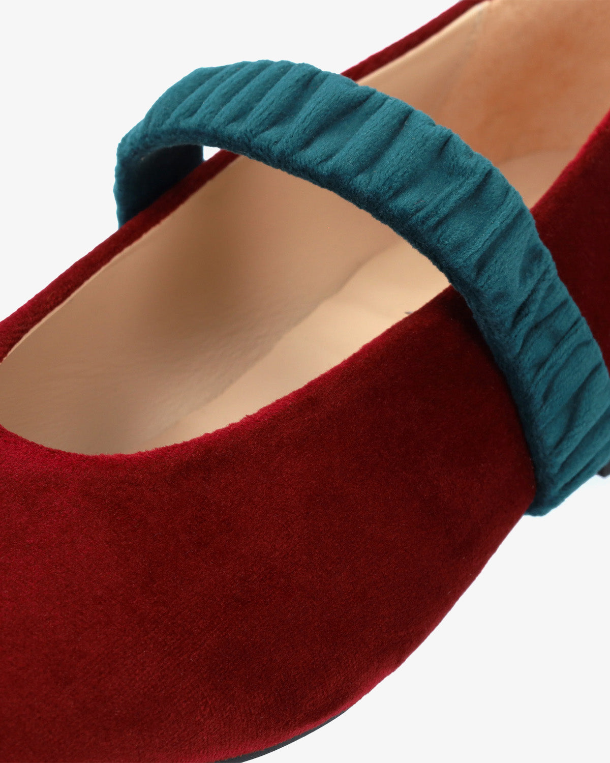 Burgundy velvet ballerina flat
