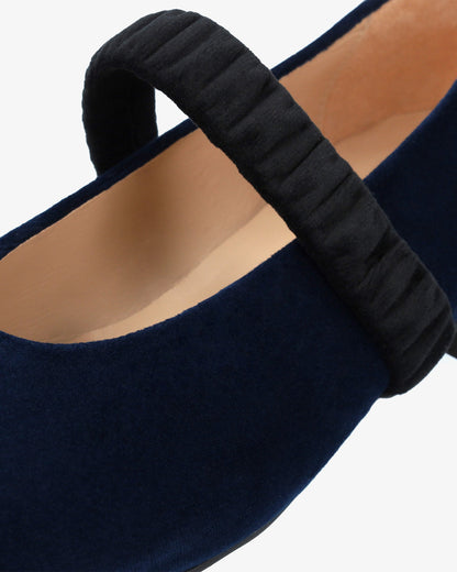 Navy velvet ballerina