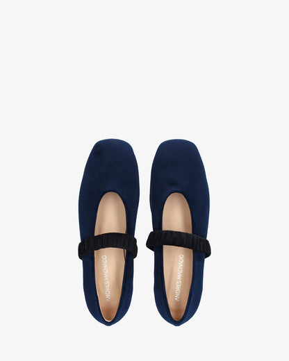 Navy velvet ballerina