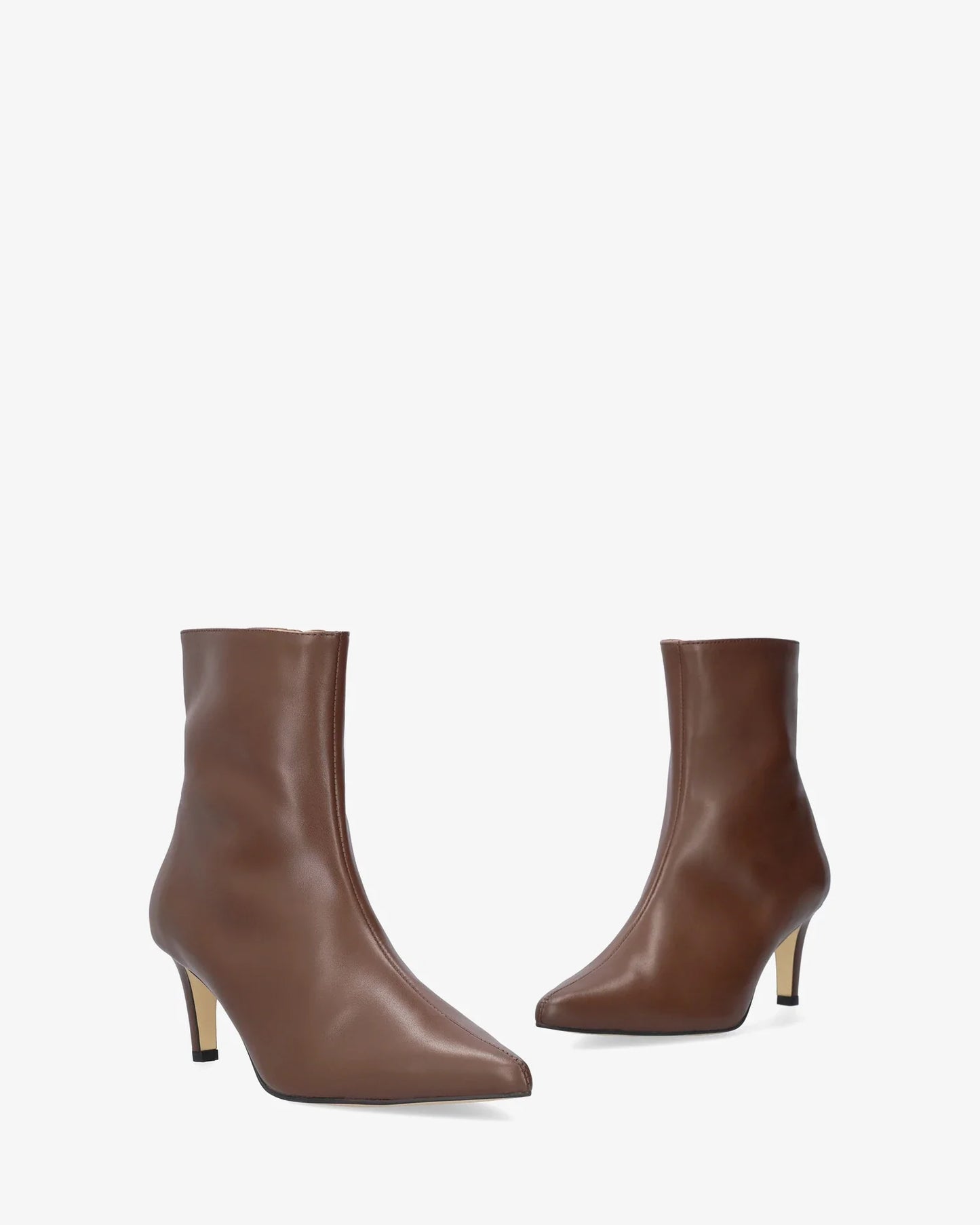 Brown leather ankle boot with heel