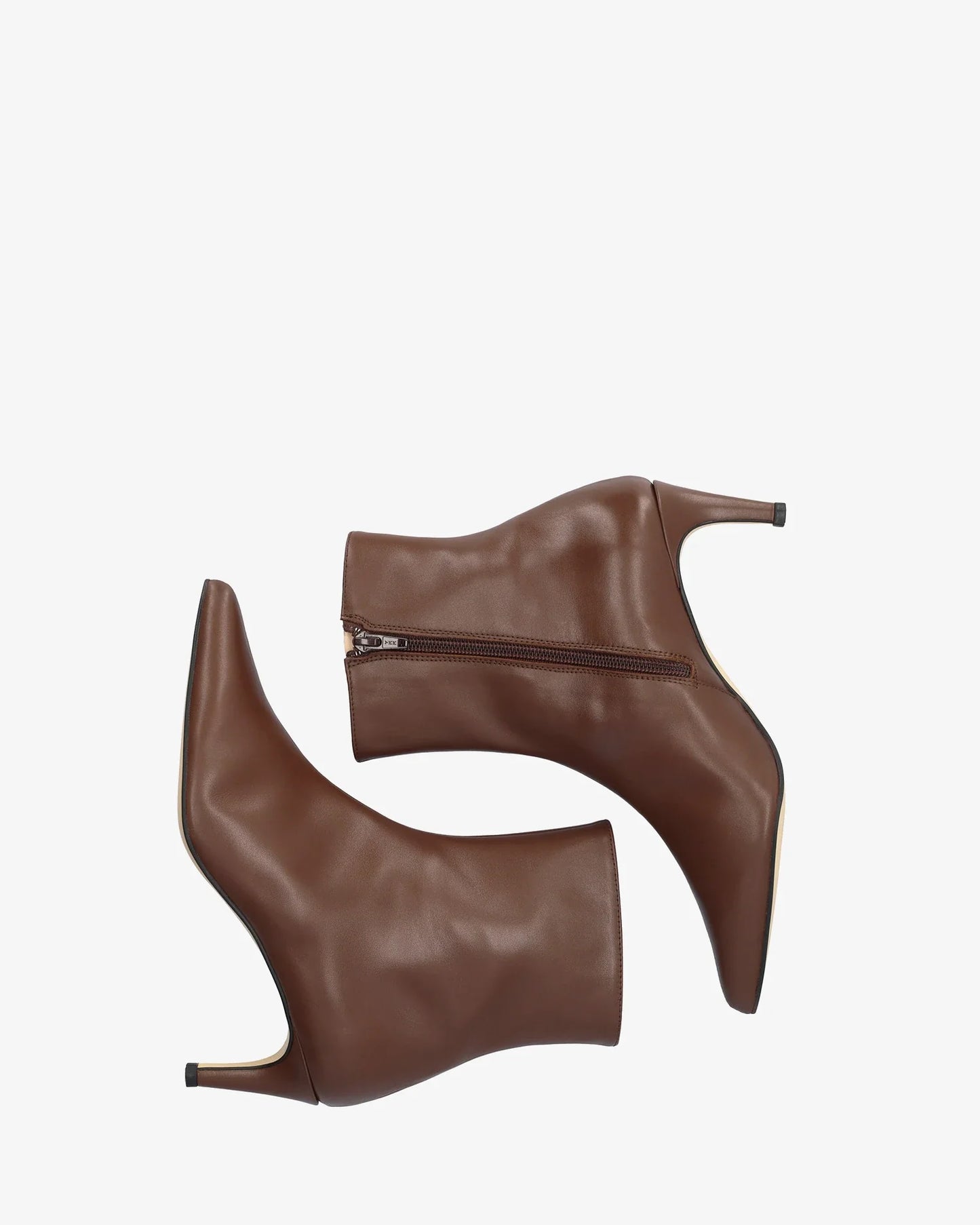 Brown leather ankle boot with heel