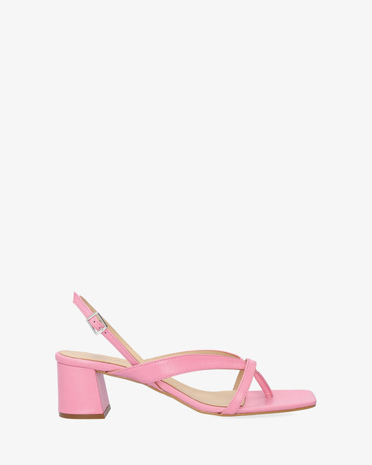 Pink leather heeled sandal