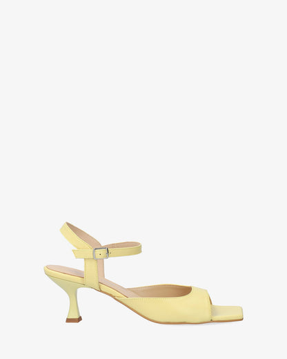 Yellow leather heeled sandal
