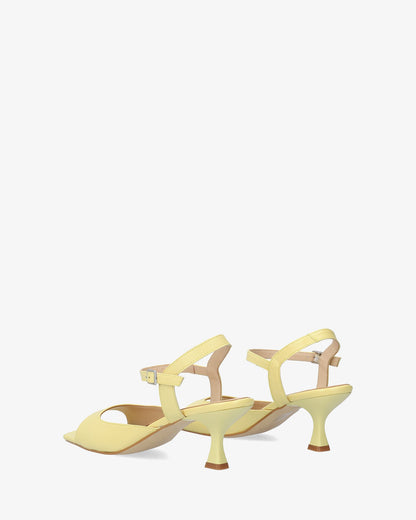 Yellow leather heeled sandal