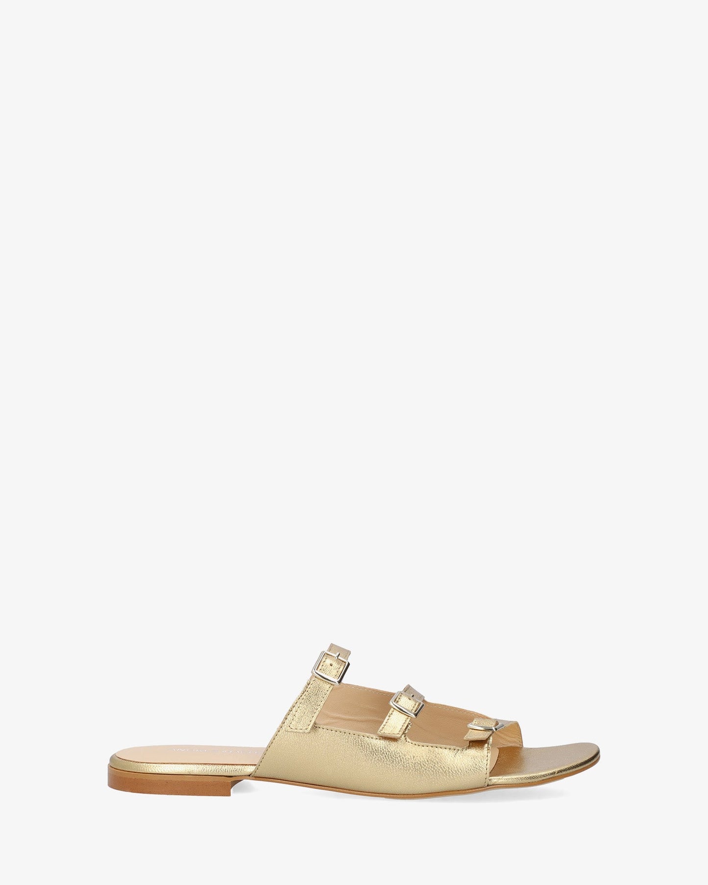 Gold leather flat sandal