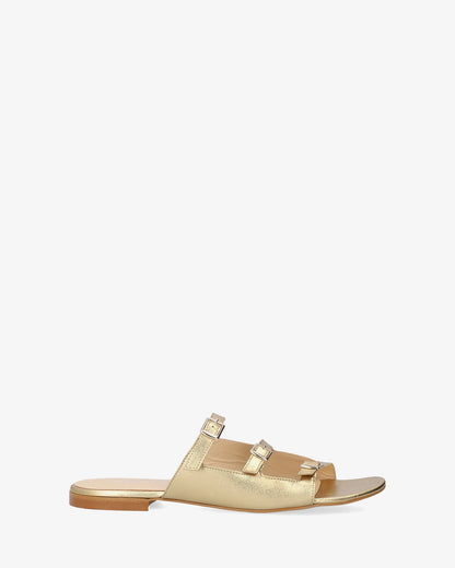 Gold leather flat sandal