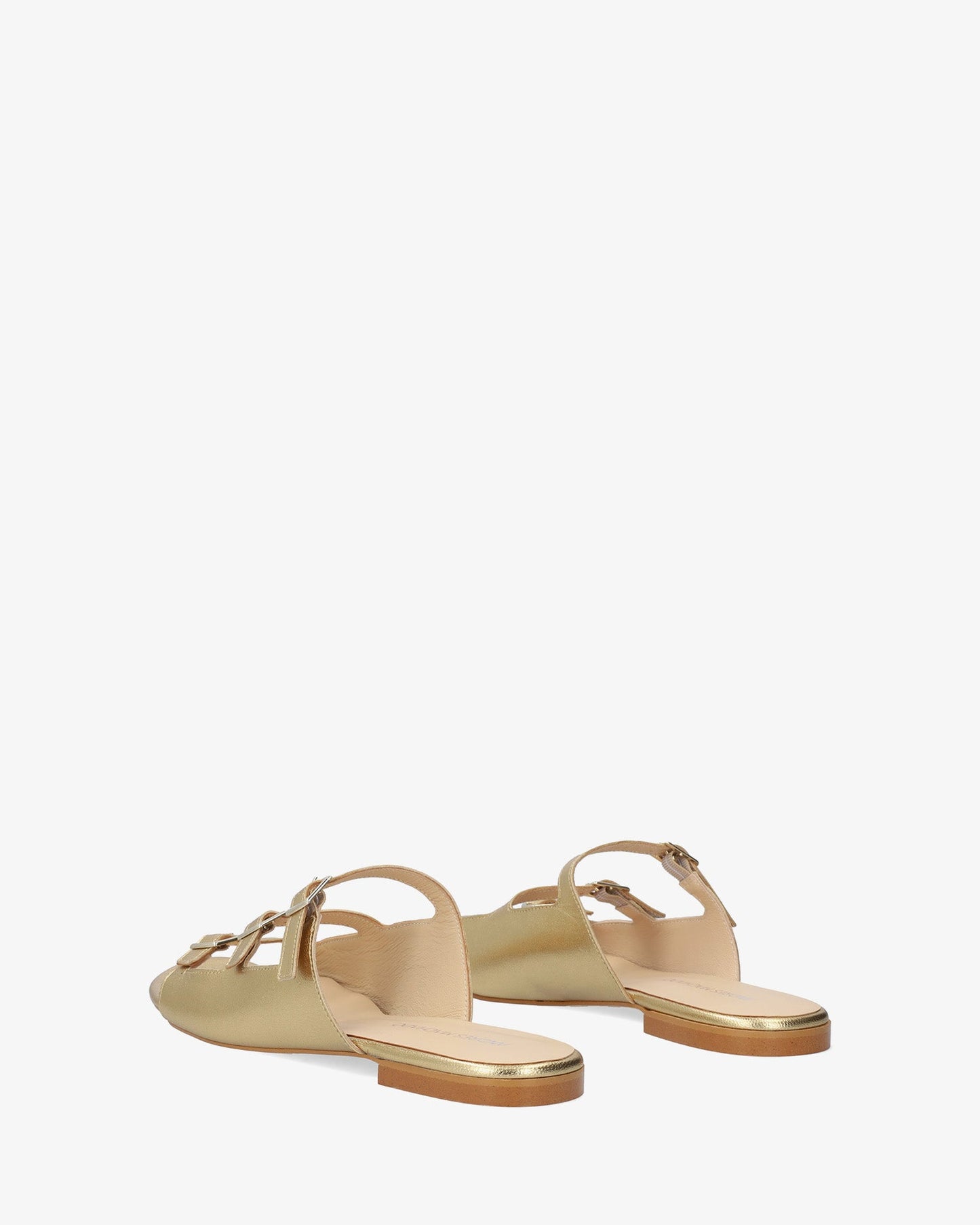 Gold leather flat sandal