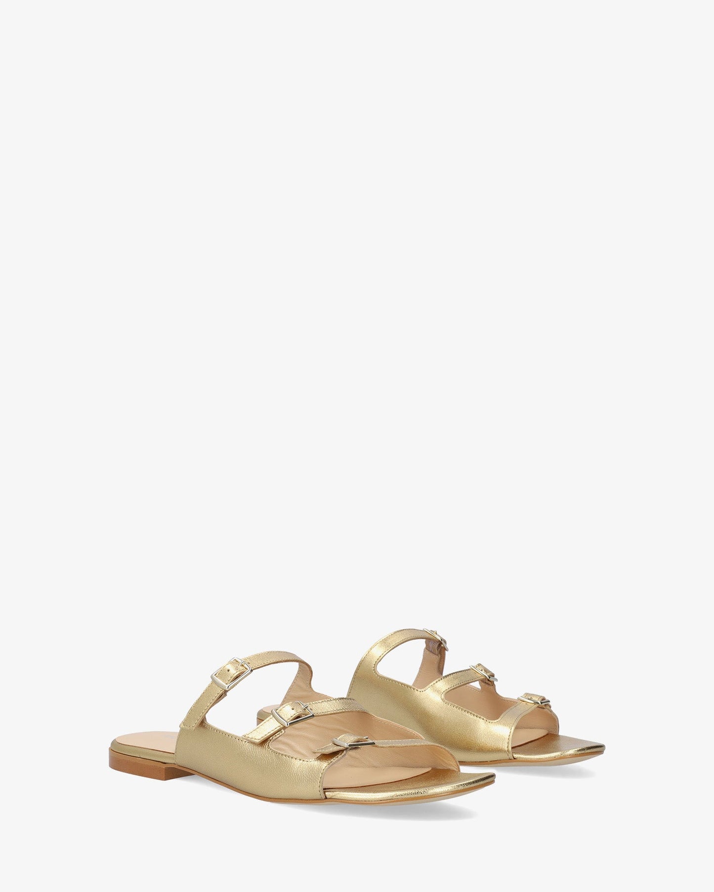 Gold leather flat sandal