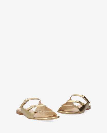 Gold leather flat sandal