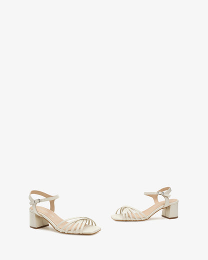 Ice-colored leather strappy sandals