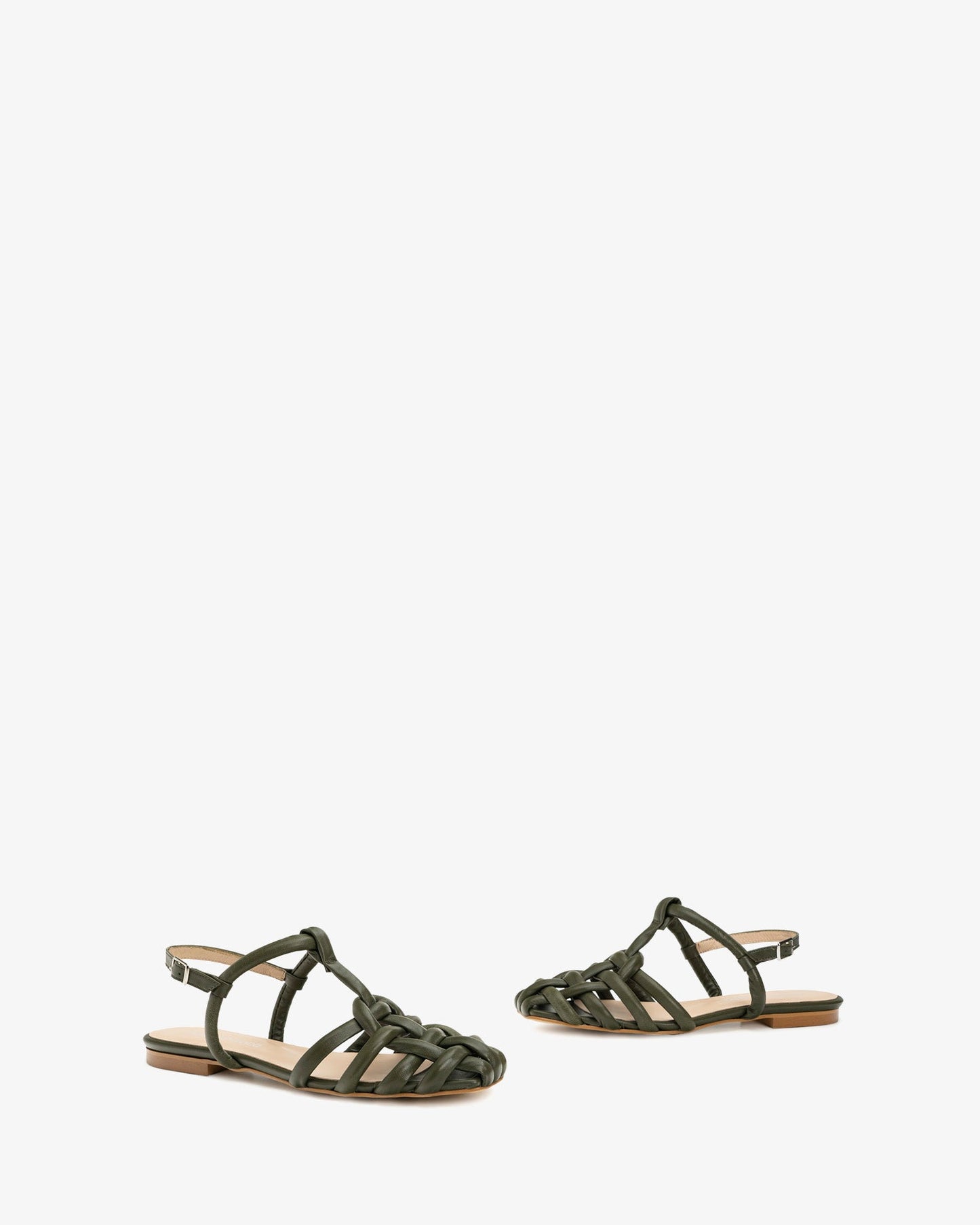 Sandalia cangrejera en piel de color kaki