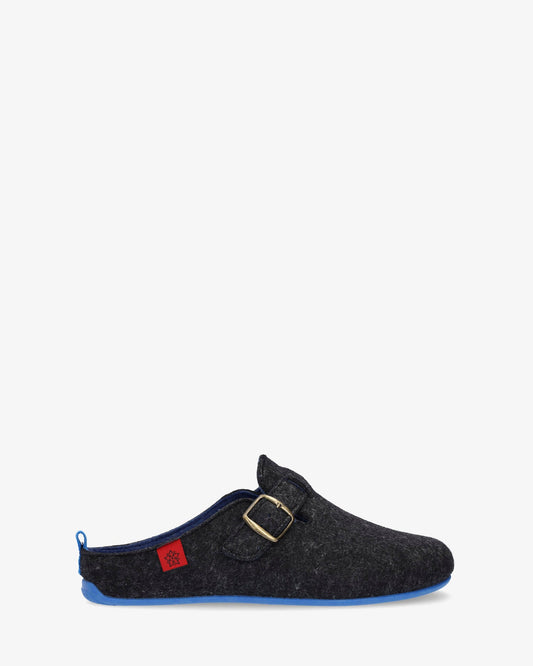 Zapatillas de estar por casa con hebilla unisex y tejido fieltro negro