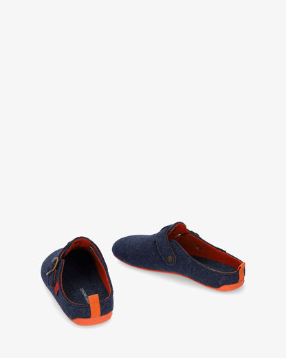 Zapatillas de estar por casa con hebilla unisex y tejido fieltro azul