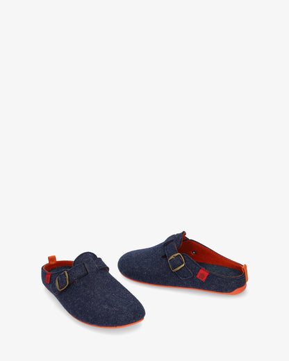 Zapatillas de estar por casa con hebilla unisex y tejido fieltro azul