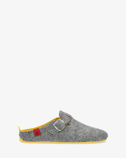 Zapatillas de estar por casa con hebilla unisex y tejido fieltro gris