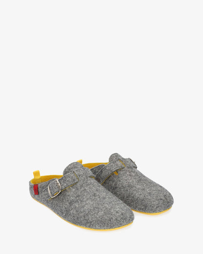 Zapatillas de estar por casa con hebilla unisex y tejido fieltro gris