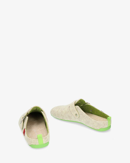 Zapatillas de estar por casa con hebilla unisex y tejido fieltro blanco