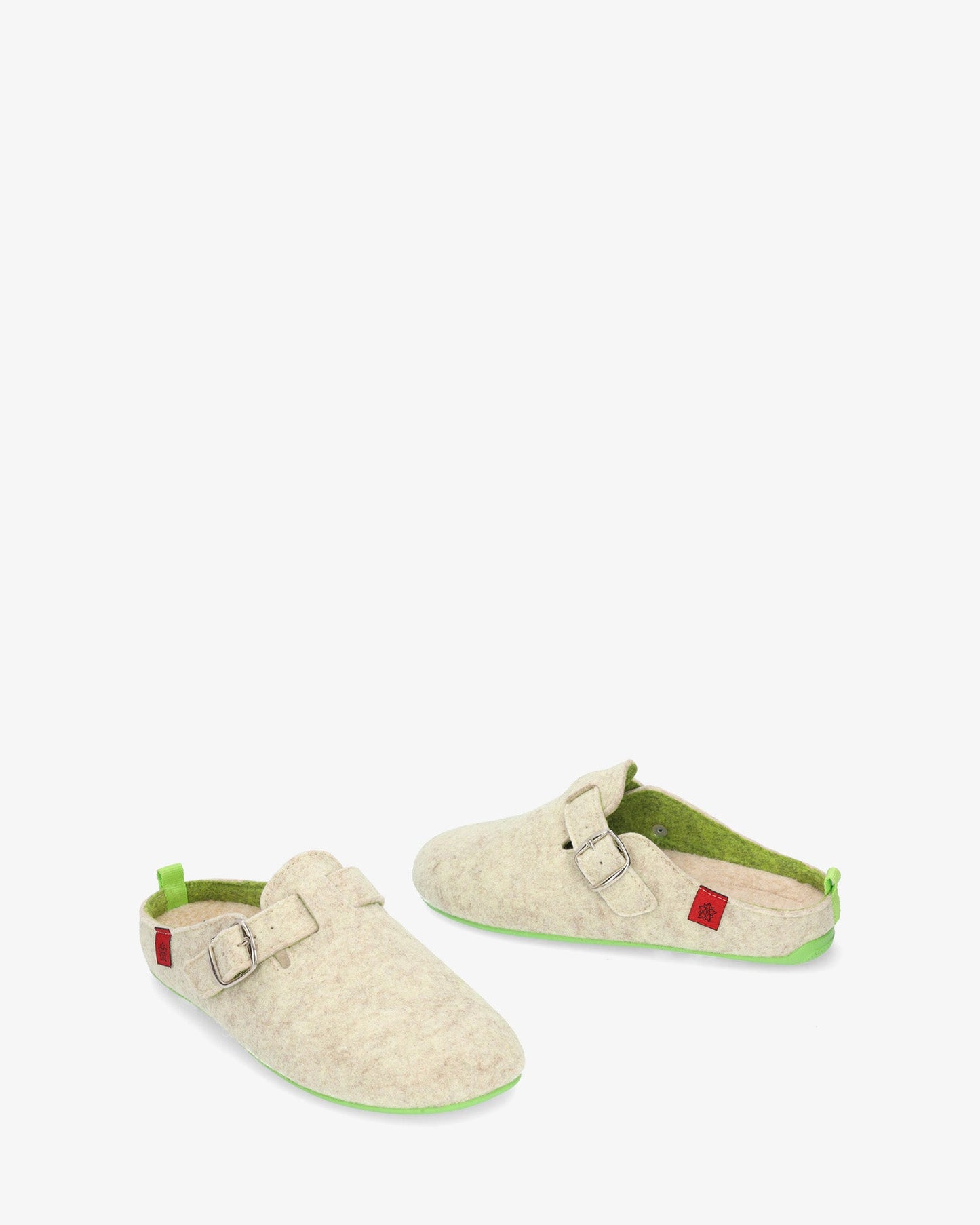 Zapatillas de estar por casa con hebilla unisex y tejido fieltro blanco