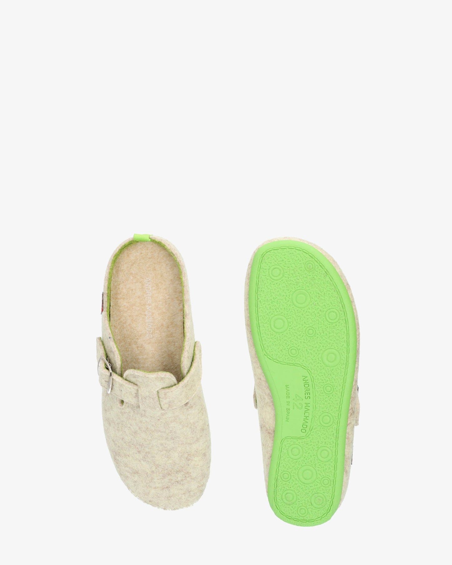 Zapatillas de estar por casa con hebilla unisex y tejido fieltro blanco