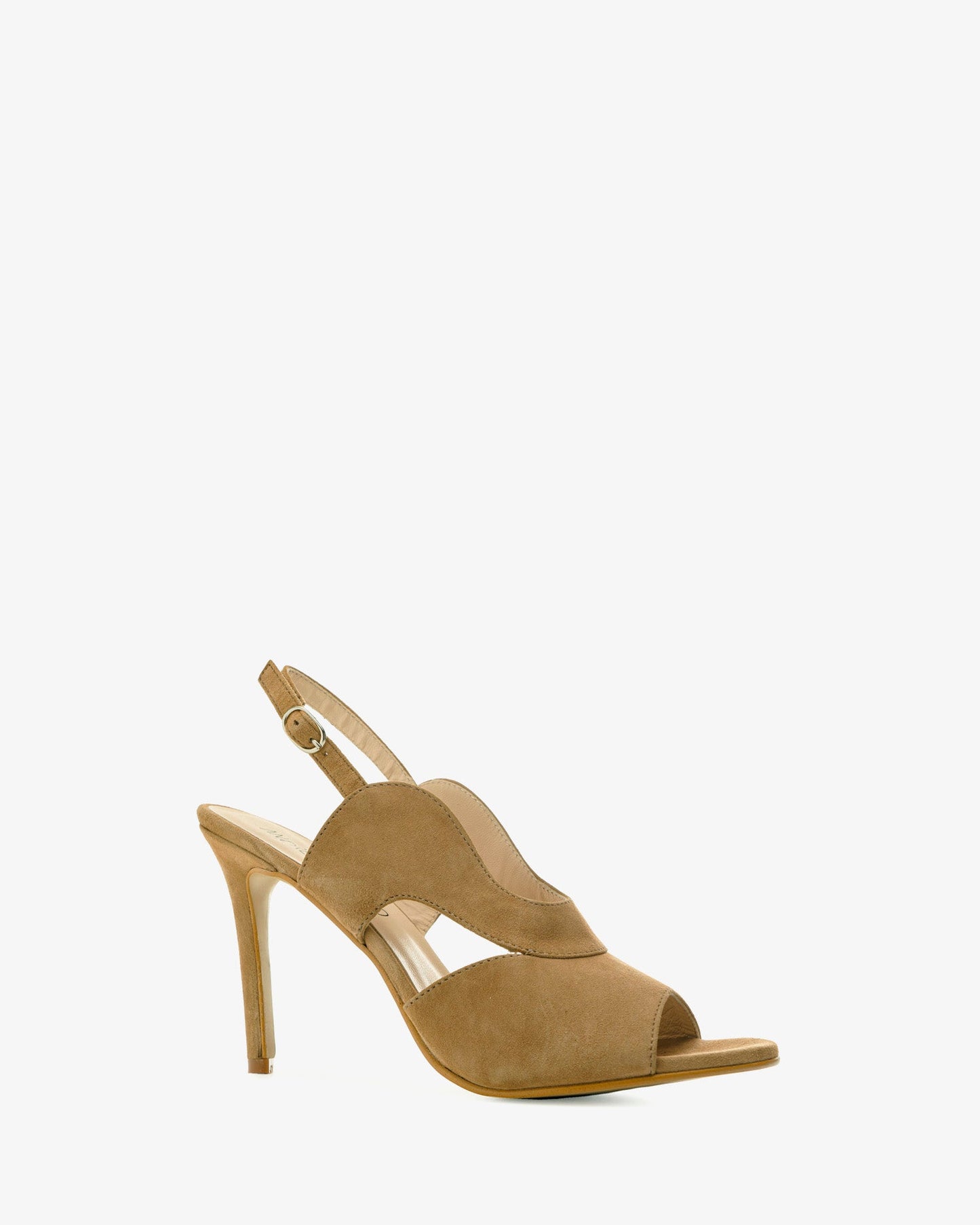 Camel suede slingback sandals