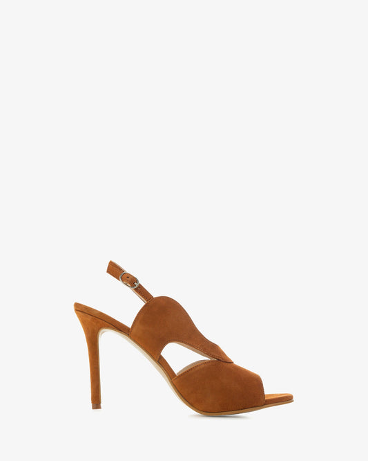 Sandalias destalonadas en ante teja