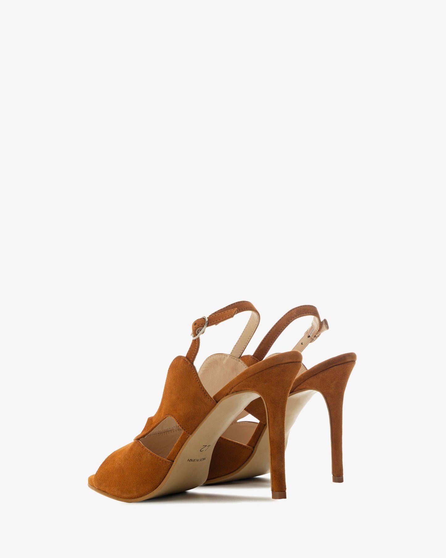 Sandalias destalonadas en ante teja